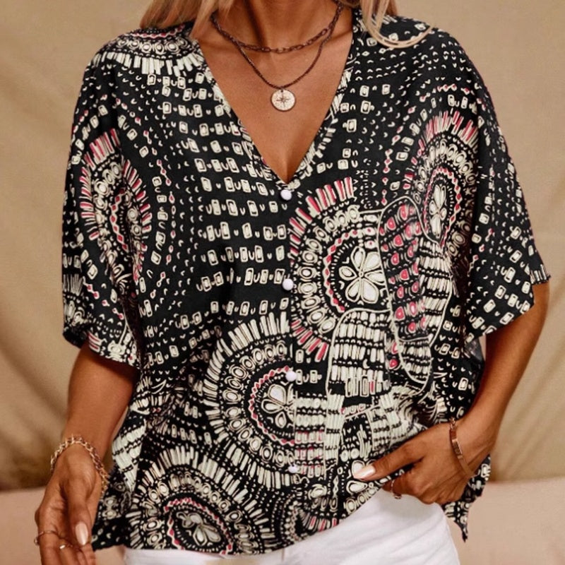 Women's V-Neck Mandala Vacation Top