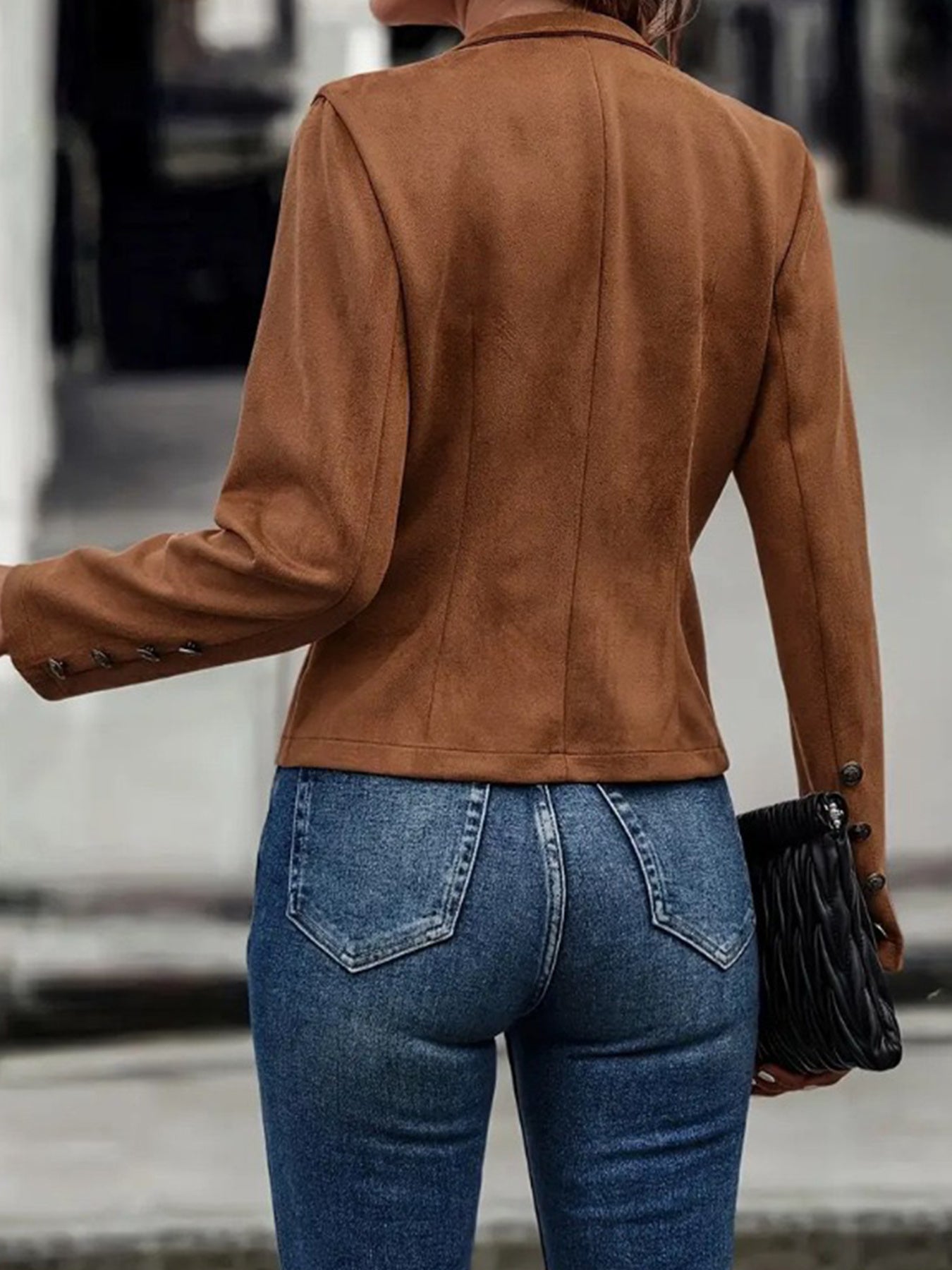 Brown Elegant Double-breasted Jacket