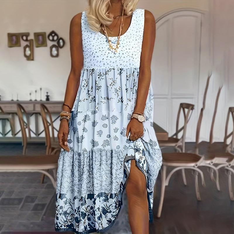 Midi Dress Round Neck A-Line Summer Dress