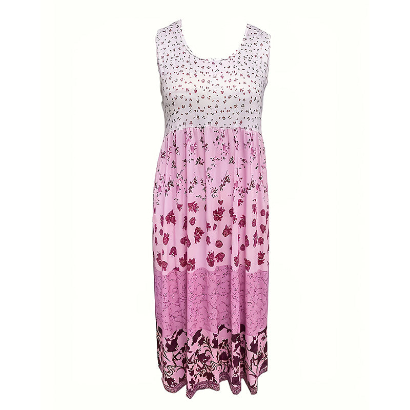 Midi Dress Round Neck A-Line Summer Dress