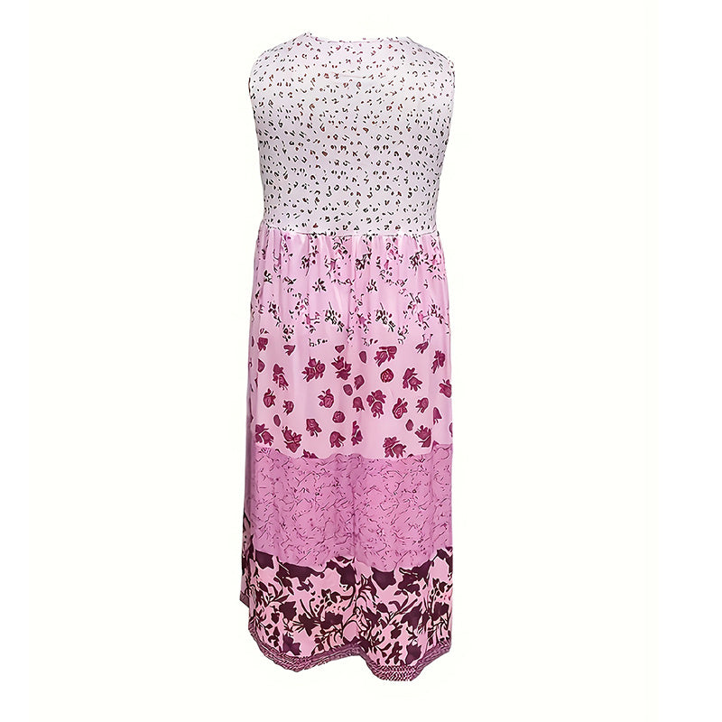 Midi Dress Round Neck A-Line Summer Dress