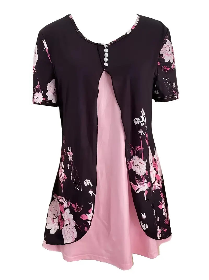 Two-piece T-shirt V-neck Fashion Spike Top
