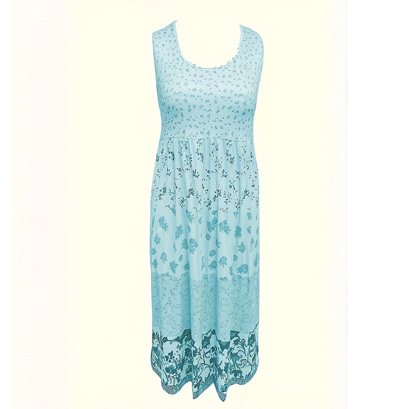 Midi Dress Round Neck A-Line Summer Dress