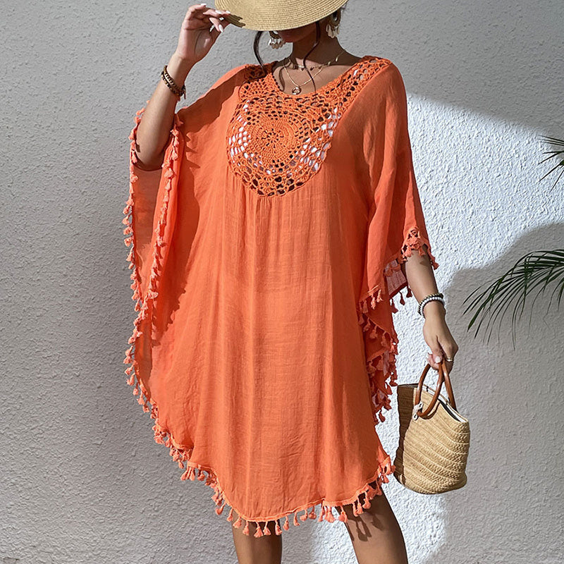 Sexy Tassel Trim Crochet Cover Up