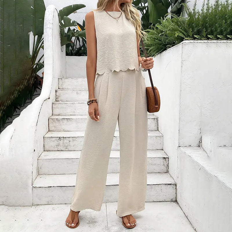Women's Elegant 2-Piece Wide Leg Pants Outfits
