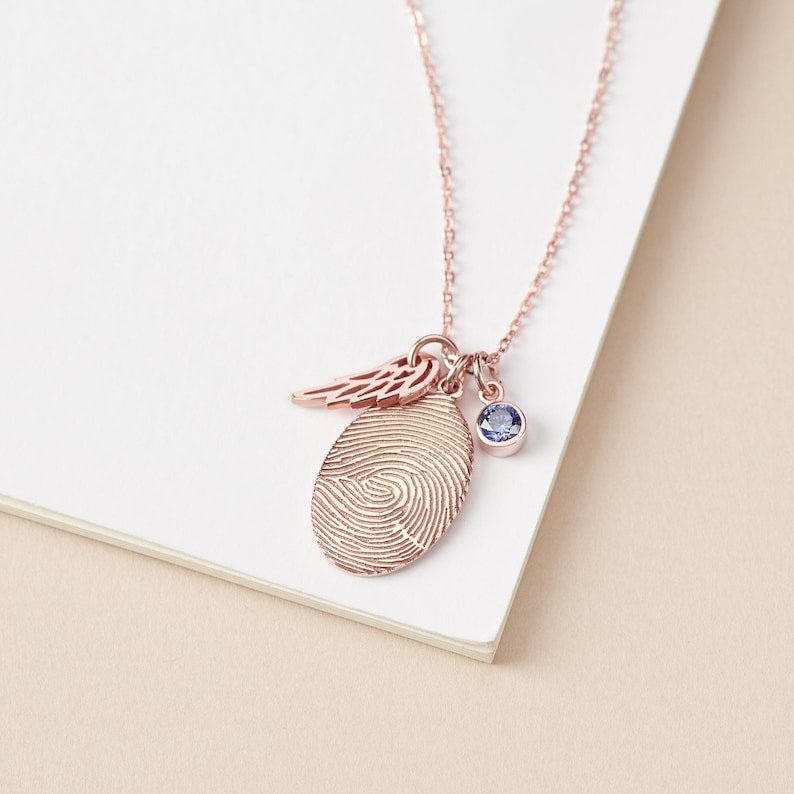 Fingerprint Necklace, Fingerprint Jewelry With Birthstone - nova boutique