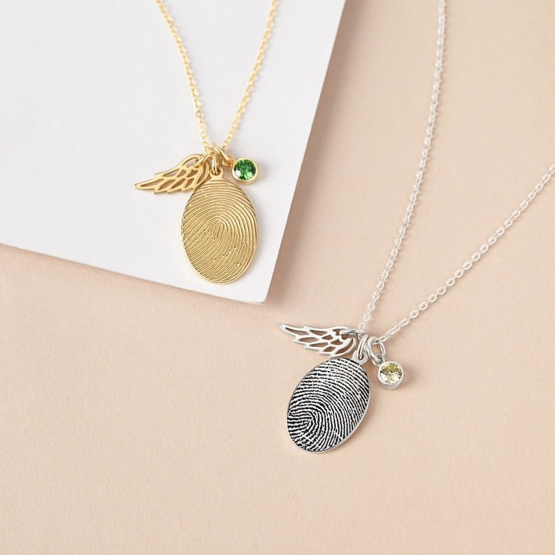 Fingerprint Necklace, Fingerprint Jewelry With Birthstone - nova boutique