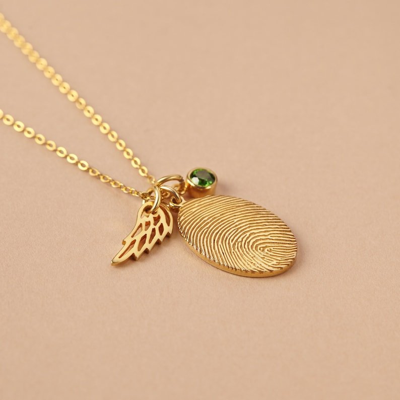 Fingerprint Necklace, Fingerprint Jewelry With Birthstone - nova boutique