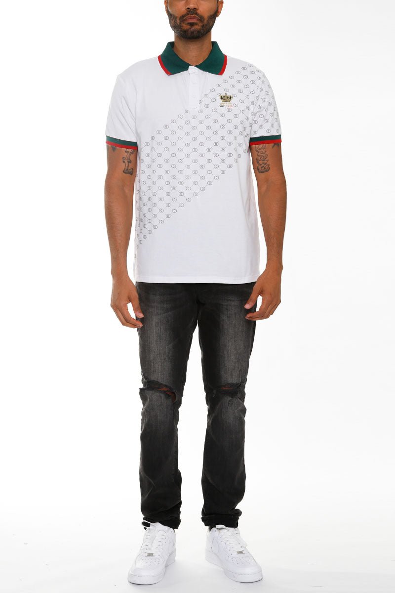 Italian Print Collared Polo Shirt - nova boutique