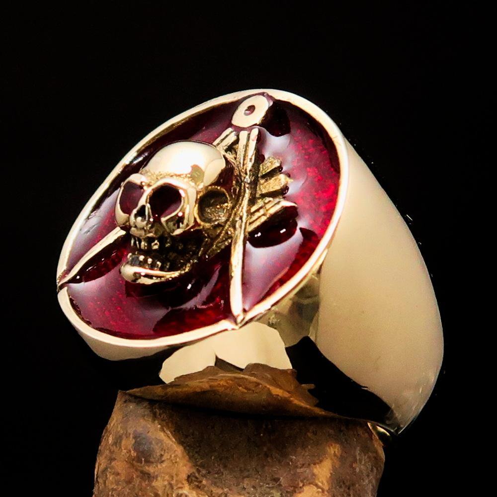 Men's Masonic Skull Ring Red - nova boutique