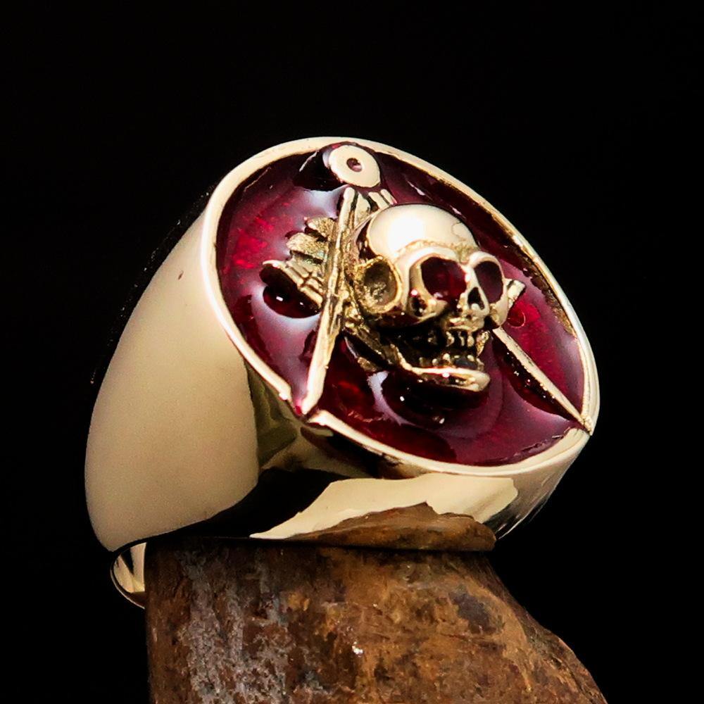 Men's Masonic Skull Ring Red - nova boutique