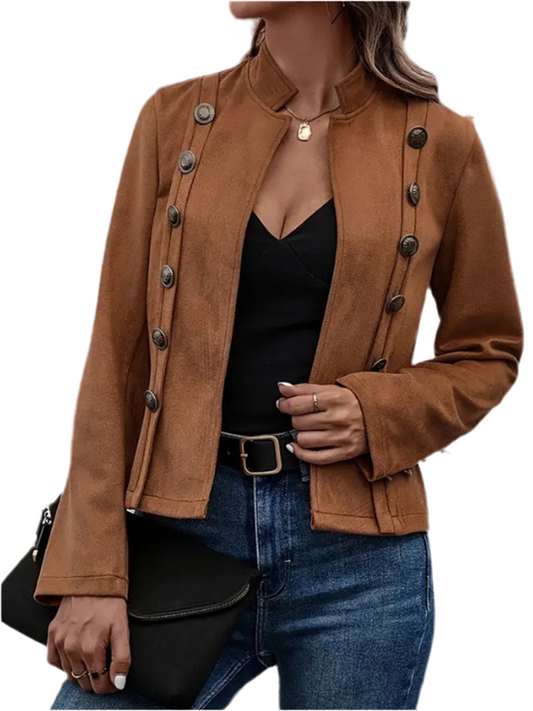 Brown Elegant Double-breasted Jacket