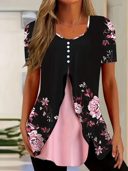 Two-piece T-shirt V-neck Fashion Spike Top