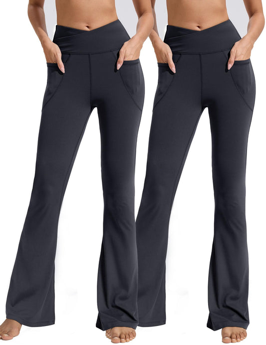Flared Pants  Waist Pocket  2PCS