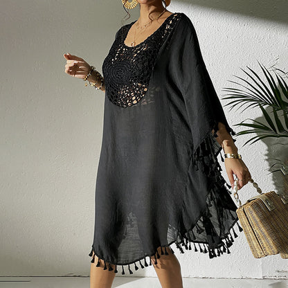 Sexy Tassel Trim Crochet Cover Up