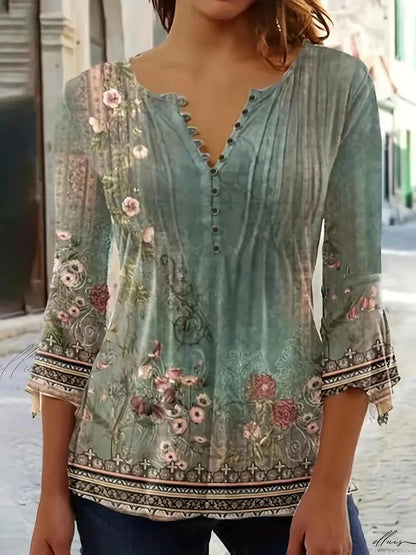 T-shirt Irregular Three-quarter Sleeve Top