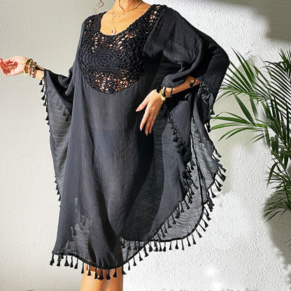Sexy Tassel Trim Crochet Cover Up