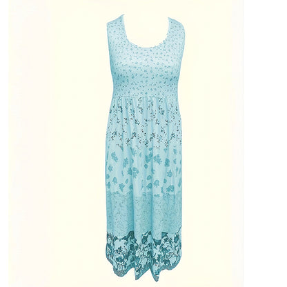 Midi Dress Round Neck A-Line Summer Dress