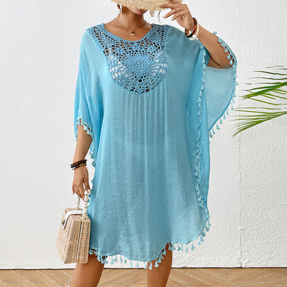 Sexy Tassel Trim Crochet Cover Up