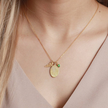 Fingerprint Necklace, Fingerprint Jewelry With Birthstone - nova boutique