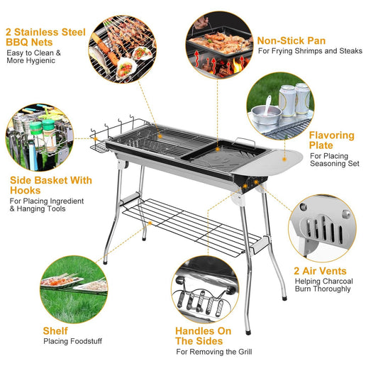 Foldable BBQ Grill Portable Charcoal - nova boutique