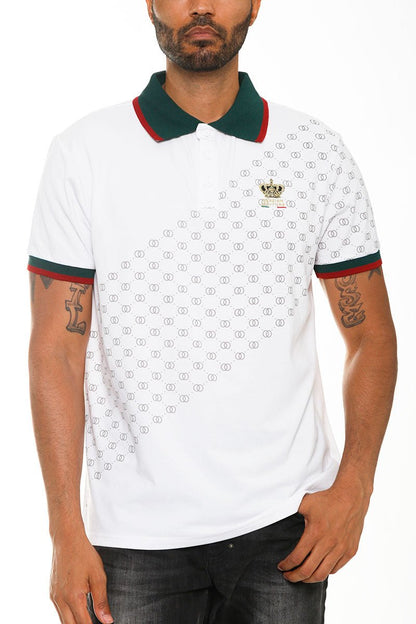 Italian Print Collared Polo Shirt - nova boutique