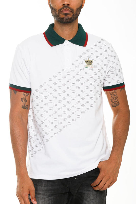 Italian Print Collared Polo Shirt - nova boutique