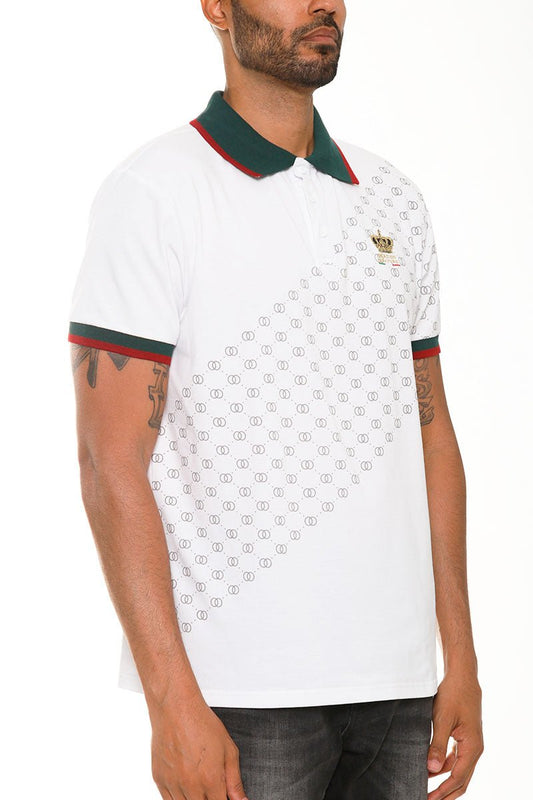 Italian Print Collared Polo Shirt - nova boutique