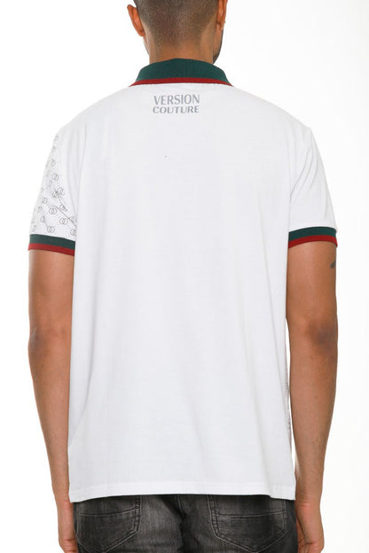 Italian Print Collared Polo Shirt - nova boutique