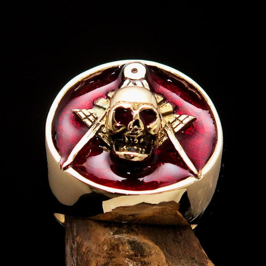 Men's Masonic Skull Ring Red - nova boutique