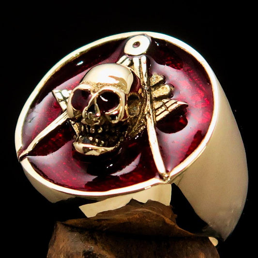 Men's Masonic Skull Ring Red - nova boutique